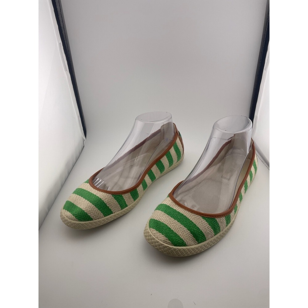 Striped Espadrille Ballet Flats Preppy Coastal Summer Shoes Nine West sz‎ 8.5